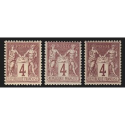 n°88/88a/88b, les 3 nuances, Sage 4c lilas-brun, neufs ** sans charnière - TB