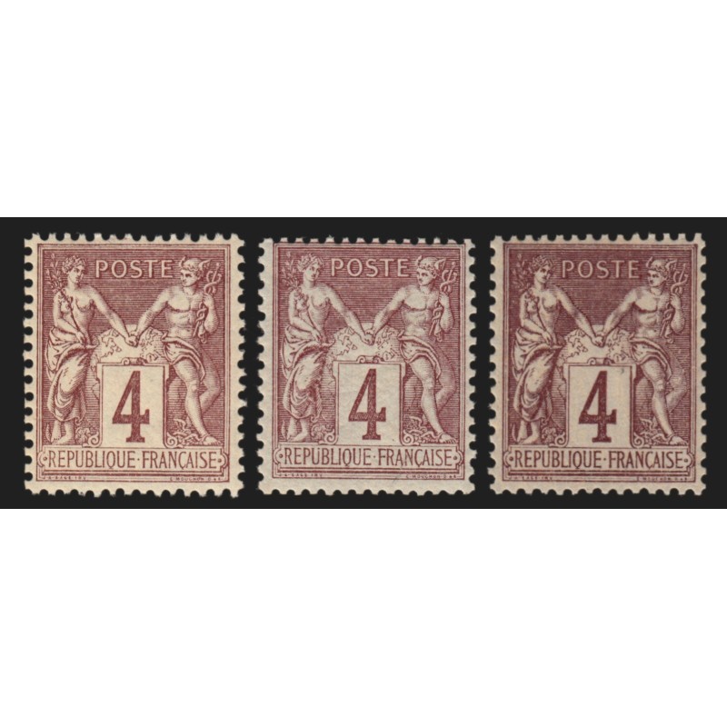 n°88/88a/88b, les 3 nuances, Sage 4c lilas-brun, neufs ** sans charnière - TB n°88/88a/88b, les 3 nuances, Sage 4c lilas-brun, neufs ** sans charnière - TB