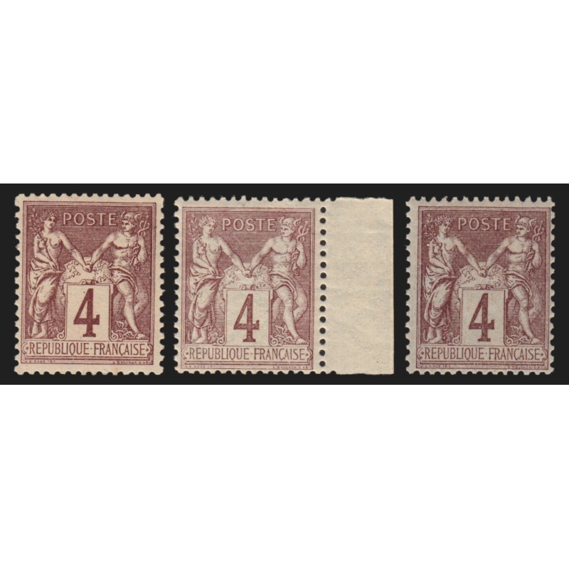 n°88/88a/88b, les 3 nuances, Sage 4c lilas-brun, neufs * avec trace de ch. - TB