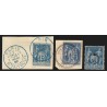 n°90, Sage 15c bleu, lot de 3 oblitérations : càd bleu, perlé, OR - TB