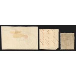 n°90, Sage 15c bleu, lot de 3 oblitérations : càd bleu, perlé, OR - TB