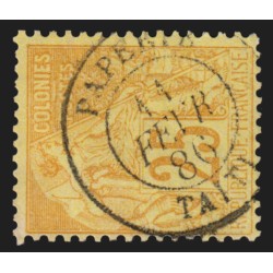 n°92, Sage 25c bistre sur jaune, oblitéré càd PAPEETE TAITI - TB