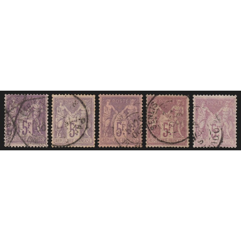 n°95, en 5 nuances, de violet-foncé et lilas-rose-clair - TB D'ASPECT