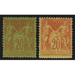 n°96/96a, Sage 20c brique-sur-vert et garance, neufs * avec charnière - B/TB