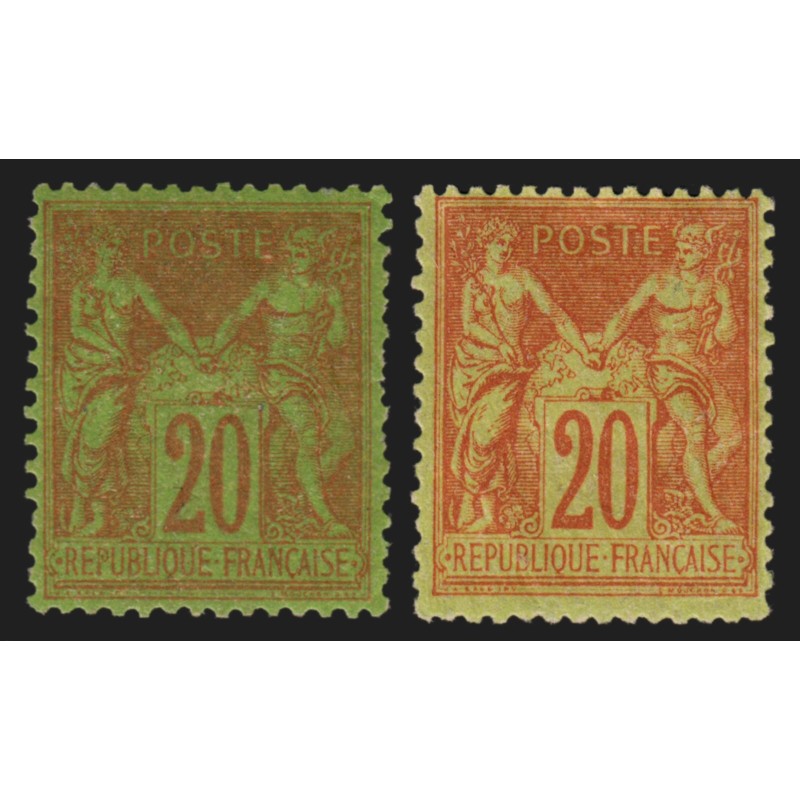 n°96/96a, Sage 20c brique-sur-vert et garance, neufs * avec charnière - B/TB