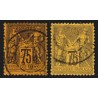 n°99/99a, Sage 75c violet sur orange + sur jaune, oblitérés - TB D'ASPECT
