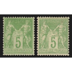 n°102/102a, les 2 nuances, Sage 5c vert-jaune (N sous B), neufs * - TB D'ASPECT