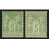 n°102/102a, les 2 nuances, Sage 5c vert-jaune (N sous B), neufs * - TB D'ASPECT