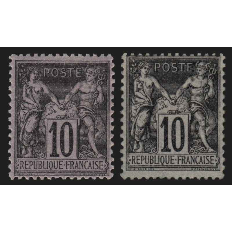 n°103, en 2 nuances de papier, Sage 10c noir (N sous B), neufs * - TB n°103, en 2 nuances de papier, Sage 10c noir (N sous B), neufs * - TB