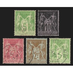 n°102/106, Sage 1898, série complète oblitérée - TB