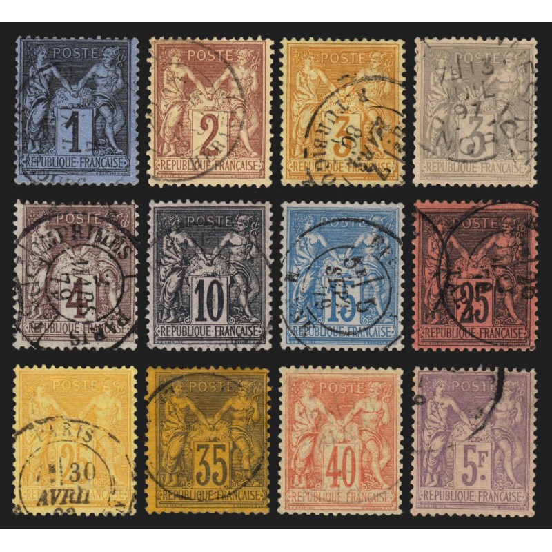 n°83/95, Sage 1877, série complète (sauf n°84), oblitérés - TB D'ASPECT n°83/95, Sage 1877, série complète (sauf n°84), oblitérés - TB D'ASPECT