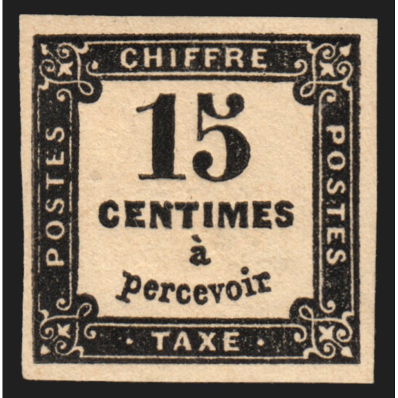 Timbres-Taxe n°3, 15c noir, neuf * légère trace de charnière - TB