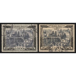 Poste Aérienne n°29/29b, les 2 nuances, Vue de Paris 1950, oblitérés - TB