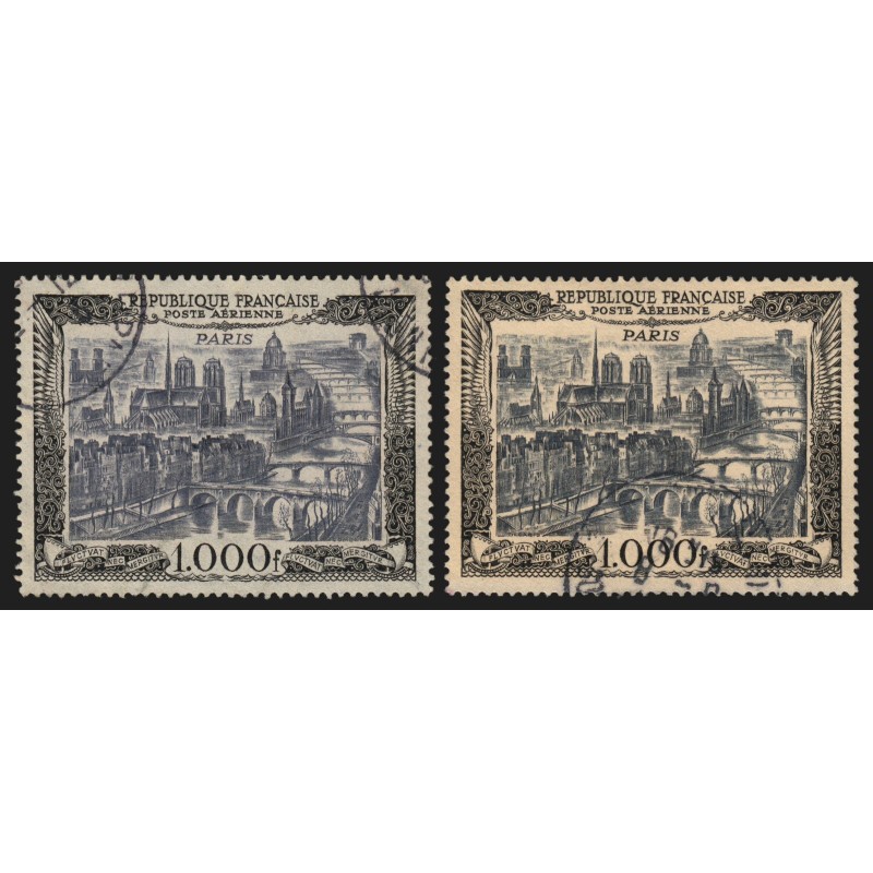 Poste Aérienne n°29/29b, les 2 nuances, Vue de Paris 1950, oblitérés - TB Poste Aérienne n°29/29b, les 2 nuances, Vue de Paris 1950, oblitérés - TB