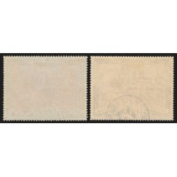 Poste Aérienne n°29/29b, les 2 nuances, Vue de Paris 1950, oblitérés - TB