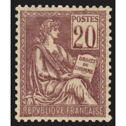 n°113, Mouchon 20c brun-lilas, Type I, neuf * avec charnière - SUPERBE