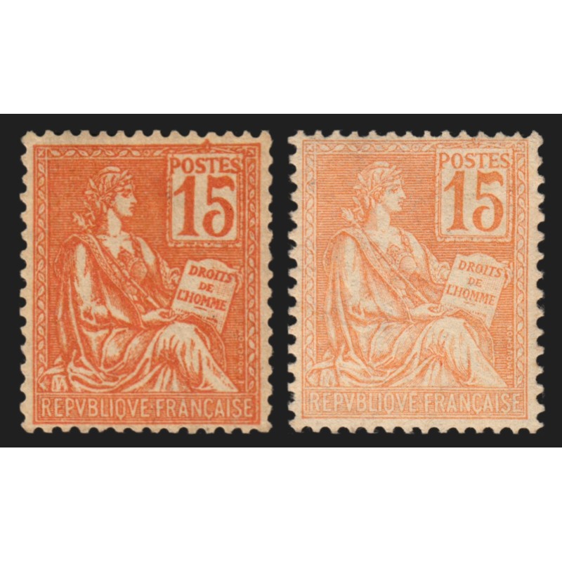n°117, en 2 nuances, Mouchon 15c orange, neuf ** sans charnière - SUPERBE n°117, en 2 nuances, Mouchon 15c orange, neuf ** sans charnière - SUPERBE