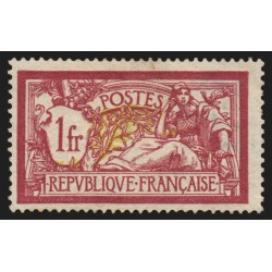 n°121b, variété "centre déplacé", Merson 1fr lie-de-vin, neuf * trace de ch.