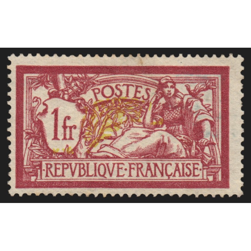 n°121b, variété "centre déplacé", Merson 1fr lie-de-vin, neuf * trace de ch. n°121b, variété "centre déplacé", Merson 1fr lie-de-vin, neuf * trace de ch.