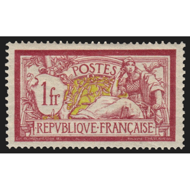 n°121, Merson 1fr lie-de-vin et olive, neuf * avec charnière - TB