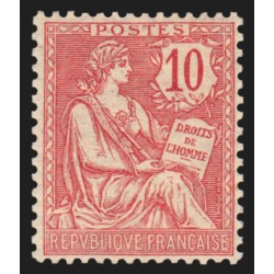 n°124, Mouchon retouché, 10c rose, neuf * légère trace de charnière - TB