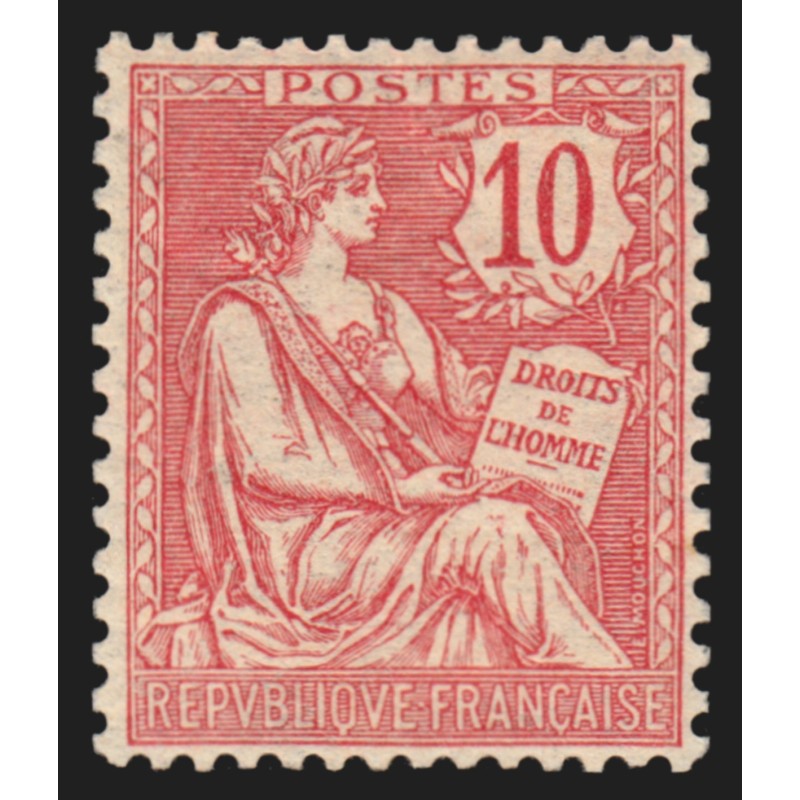 n°124, Mouchon retouché, 10c rose, neuf * légère trace de charnière - TB
