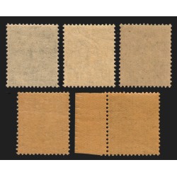 n°130, en 5 nuances, Semeuse lignée, 15c vert-gris, neufs ** sans charnière TB