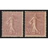 n°131, en 2 nuances, Semeuse lignée, 20c brun-lilas, neufs * infime trace ch.