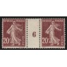 n°139, paire millésime 6, Semeuse 20c brun-rouge-foncé, neuf ** sans charnière