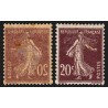 n°139f, variété "impression recto-verso", Semeuse 20c brun-très-foncé, neuf *