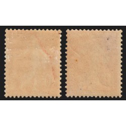 n°138c, Semeuse 1907, 10c ÉCARLATE + normal, neufs * avec trace de ch. - TB