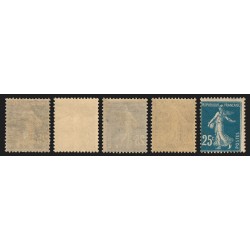 n°140, en 4 nuances + recto-verso, Semeuse 25c bleu, neufs ** sans charnière TB