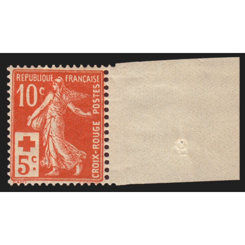 n°147, bord de feuille intégral, Semeuse Croix-Rouge 1914, neuf ** - TB n°147, bord de feuille intégral, Semeuse Croix-Rouge 1914, neuf ** - TB