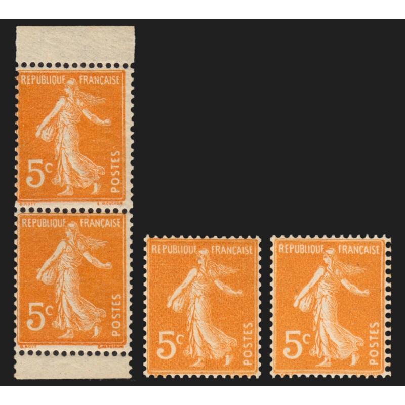 n°158, 158b, 158c, Semeuse 5c orange, neufs ** sans charnière, signé CALVES