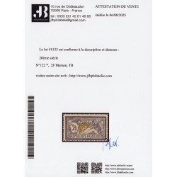n°122, Merson 2fr violet et jaune, neuf * avec charnière, Certificat JF.BRUN