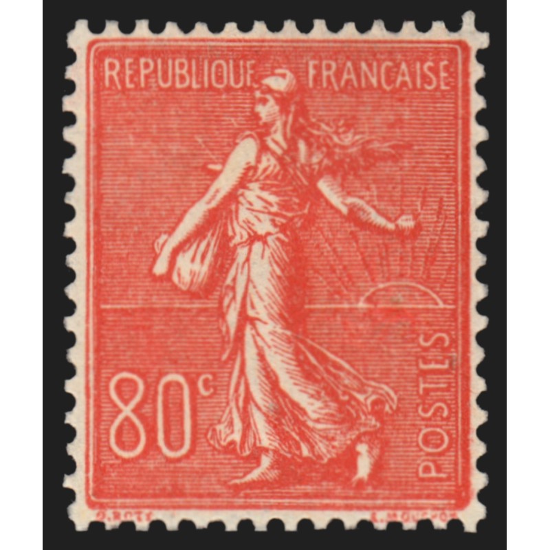 n°203, Semeuse lignée, 80c rouge, neuf * très bon centrage - SUPERBE n°203, Semeuse lignée, 80c rouge, neuf * très bon centrage - SUPERBE