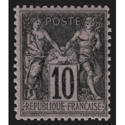 n°103, Sage 10c noir sur lilas (N sous B), neuf * petite charnière - TB