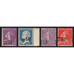 n°217/228, lot de 4 variétés "surcharge décalée", neufs * trace de ch. - TB
