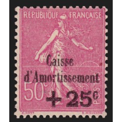 n°254, Caisse d'Amortissement 1929, 25c sur 50c rose-lilas, neuf ** - TB