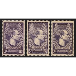 n°338/338a/338b, Jean Mermoz, les 3 nuances, neufs * avec charnière - TB
