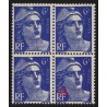 n°720b, variété "mèches croisées", Marianne de Gandon 6fr bleu-violet, neufs **