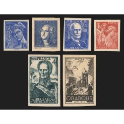 France non-dentelés 1942/1945, entre Yvert n°546 et 742, neufs **/* - B/TB