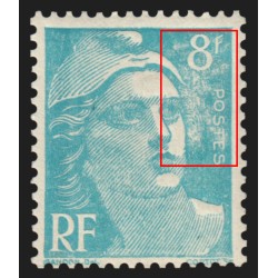 n°810, variété d'essuyage, Marianne de Gandon 8fr bleu-clair, neuf ** - SUPERBE
