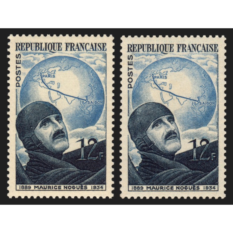 n°907/907b, variété "papier carton" + normal, Maurice Noguès, neufs ** SUPERBE