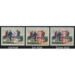 n°1363a, variété "double baton" en 2 états différents, neufs ** - SUPERBE