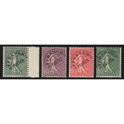 Préoblitérés 1922/1927, Semeuse lignée, 4 valeurs, neufs ** sans charnière - TB