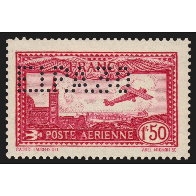 Poste Aérienne n°6d, perforé EIPA30, carmin, neuf ** sans charnière, Certificat Poste Aérienne n°6d, perforé EIPA30, carmin, neuf ** sans charnière, Certificat