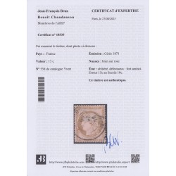 n°55b, erreur 15c brun sur rose au lieu de bistre, Certificat JF.BRUN - RARE