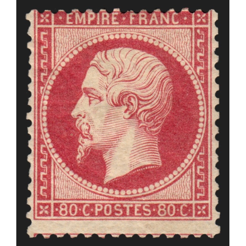 n°24, Napoléon 80c rose, neuf * avec charnière - TB - Certificat JF.BRUN