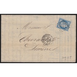 n°60B, Cérès 25c bleu, Type II, oblitéré ambulant ML1° sur lettre Domene - TB